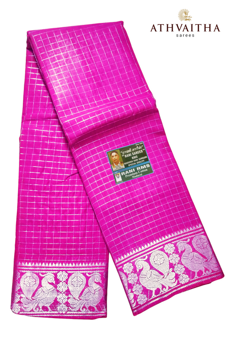 Rani Sungudi Premium Zari Checks Silver Self