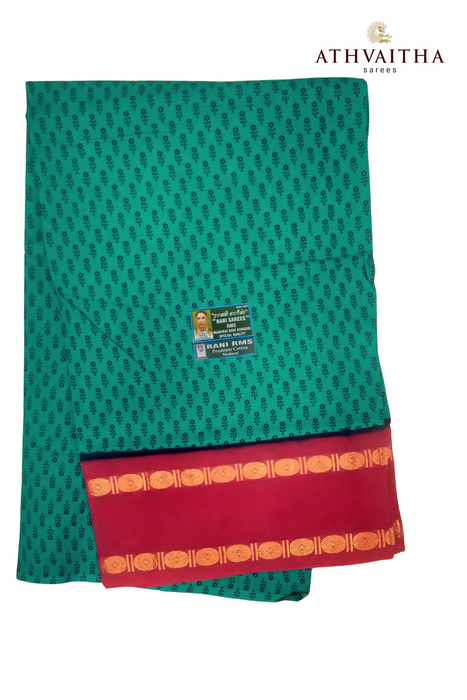 Madurai Sungudi Cotton Sarees With One Side Rudraksha Border-Contrast