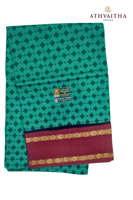 Madurai Sungudi Cotton Saree With Contrast One Side Rudraksha Border