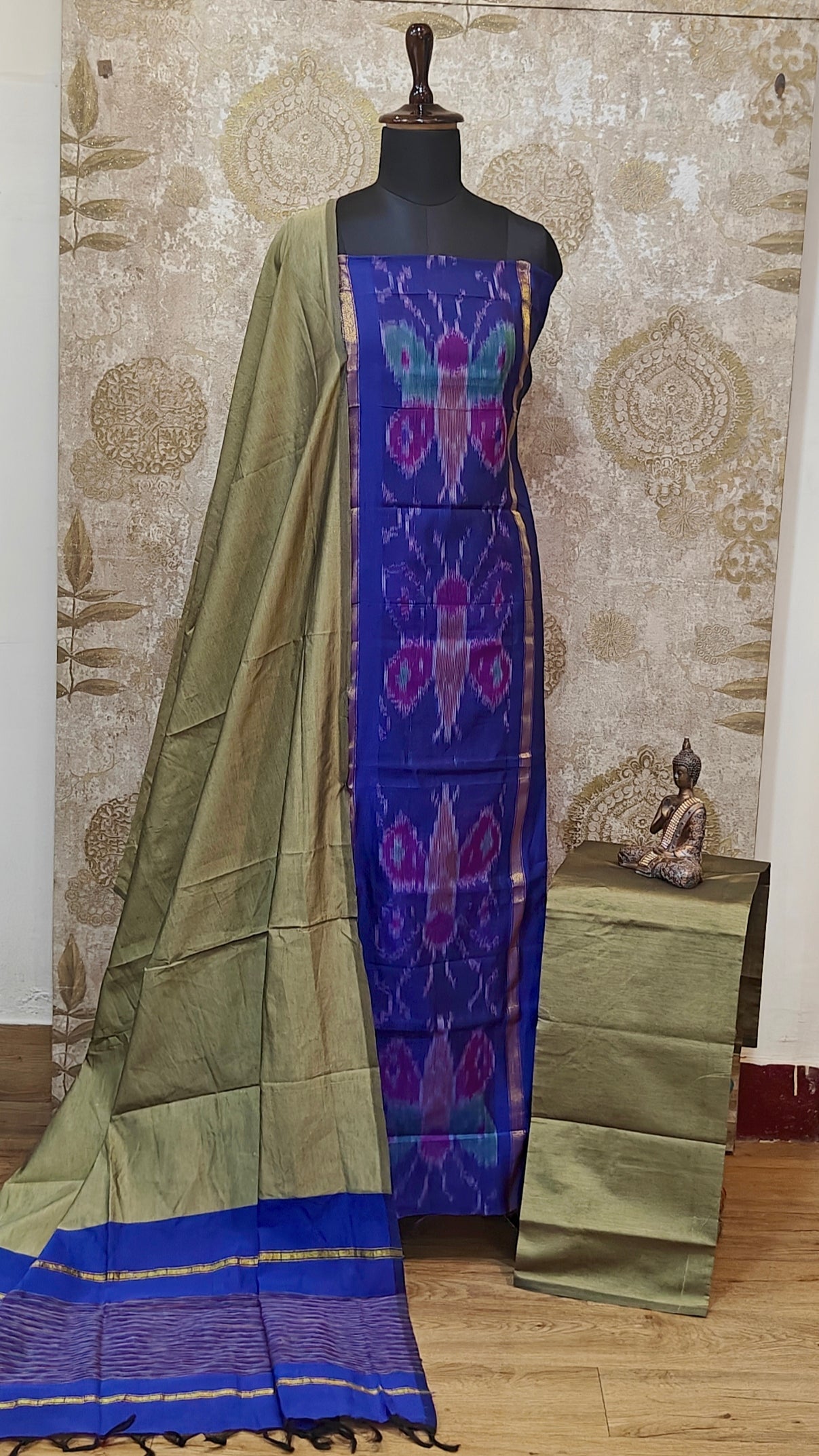 Ikkat Sico Silk Cotton Salwar Material