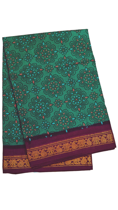 Rani sungudi Cotton Sarees Small Doubleside Zari Contrast Border-Rangoli 9.50Yards