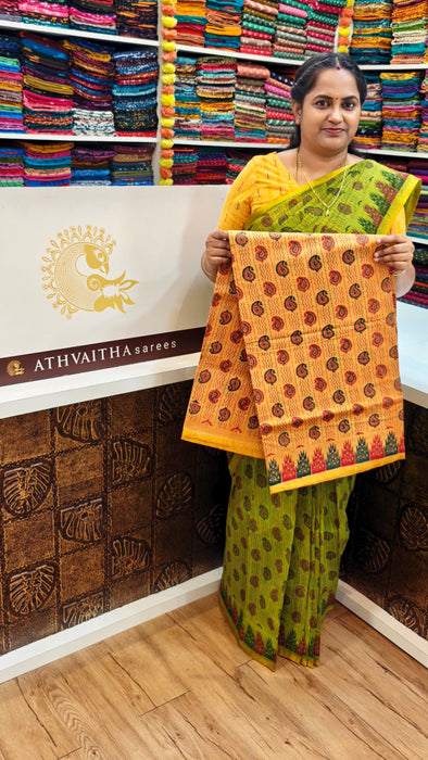 Rani Sungudi Cotton Sarees Small Zari Border Self Rangoli