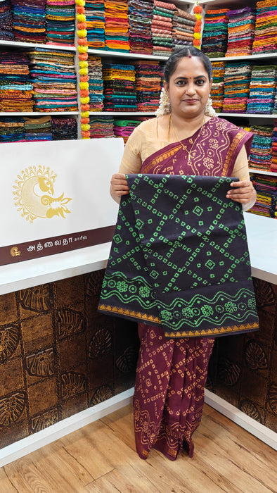 Rani Sungudi Saree Doubleside 1inch Border Self - Fancy Chakra Bandini