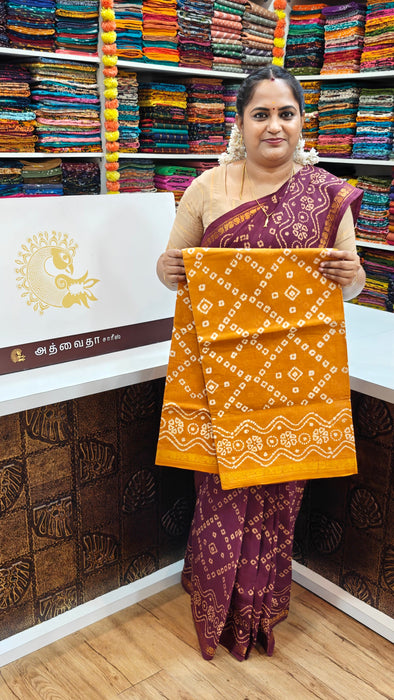 Rani Sungudi Saree Doubleside 1inch Border Self - Fancy Chakra Bandini