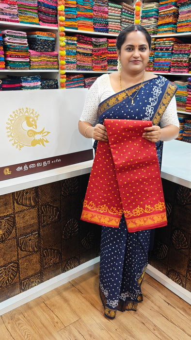 Rani Sungudi Cotton Saree With Doubleside Small self Border