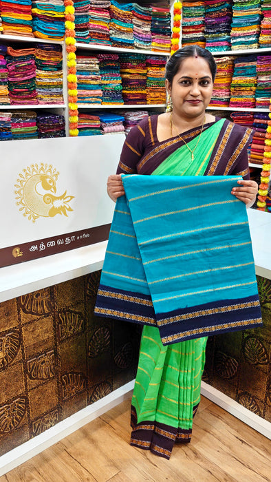 Rani Sungudi Saree Veldhari Doubleside Rudraksham Border Contrast With Blouse