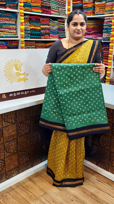 Rani Sungudi Cotton 3 Dot With Doubleside 1inch Contrast Border