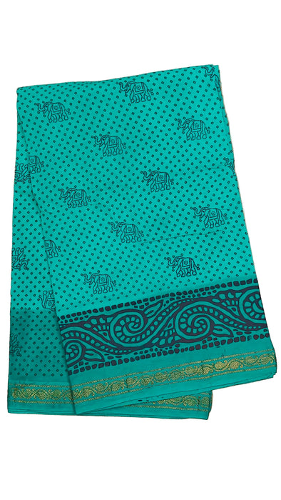 Rani Sungudi Cotton Sarees 1 Inch Double Side Border - Rama Green