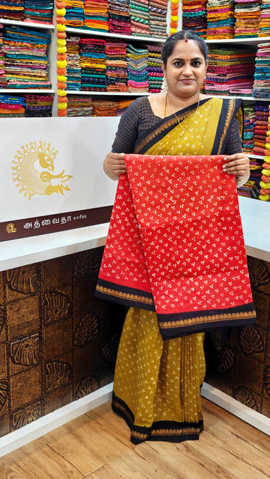 Rani Sungudi Cotton 3 Dot With Doubleside 1inch Contrast Border