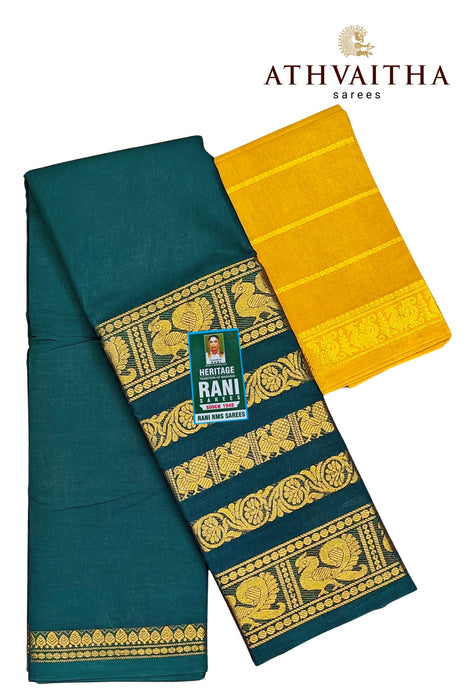 Rani Sungudi Sarees 120's Lotus Self Fancy Doubleside Border With Blouse