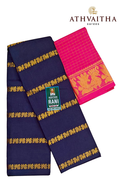 Rani Sungudi Saree Doubleside Border Self With Blouse