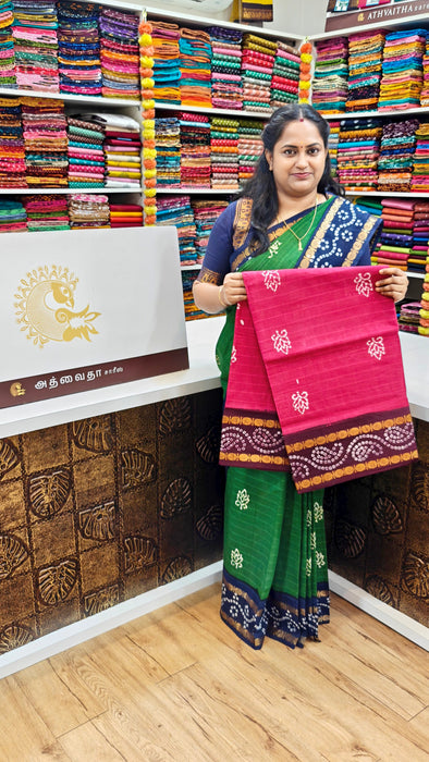 Rani Sungudi Cotton Sarees Double Side Rudraksham Contrast Border