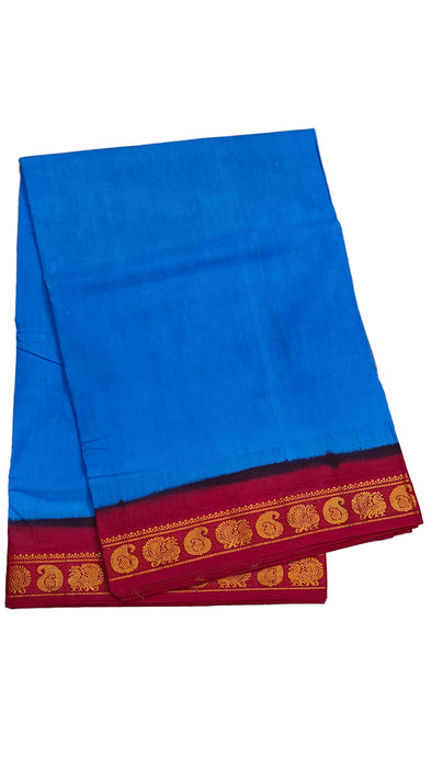 Rani Sungudi Cotton Saree Plain Small Contrast Border - 9.50Yards Madisar