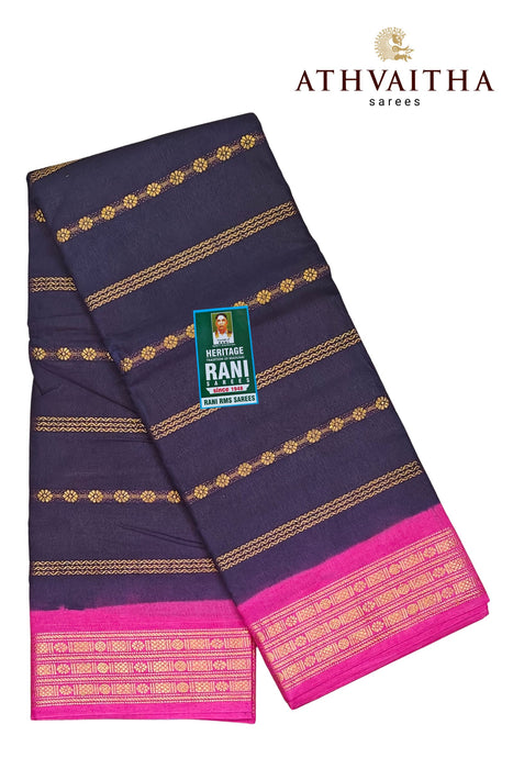 Rani Sungudi Saree Kamalam Veldhari Doubleside Contrast Border With Blouse