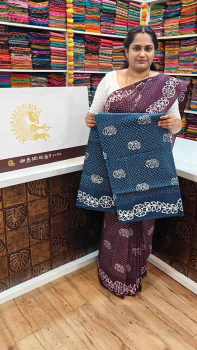 Rani Sungudi Cotton Saree Without Zari Border Onedot Self