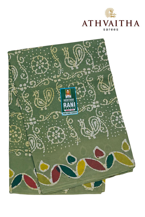 Rani Sungudi Cotton Without Zari Border With Blouse - Hand Art
