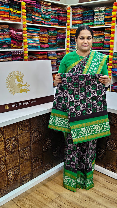Rani Sungudi Sarees Double Side Annamayil Fancy Wax Print