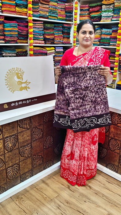 Rani sungudi cotton-Moodupani Without Zari Border