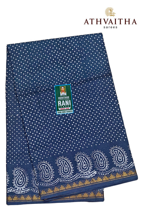 Rani Sungudi Saree Doubleside 1inch Border Self - Mango