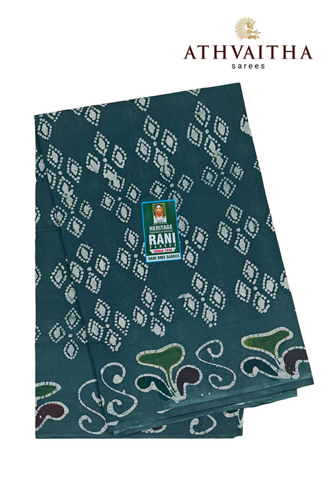 Rani Sungudi Cotton Without Zari Border With Blouse - Hand Art