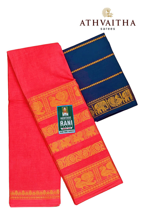 Rani Sungudi Sarees 120's Lotus Self Fancy Doubleside Border With Blouse
