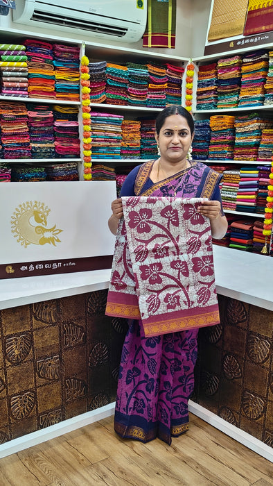 Heritage Rani Sarees 120 Count With Blouse-Flower Batik