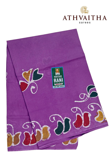 Rani Sarees Premium Cotton Sarees With Blouse - Hand Painted