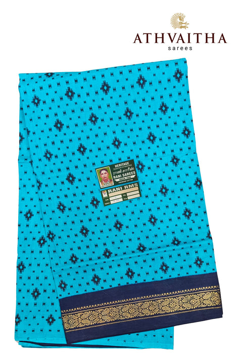 Madurai Rani Saree One Side Zari Border Hand Block With Contrast