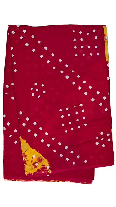 Rani Sarees Cotton Sarees With Out Zari Bandhini - Red