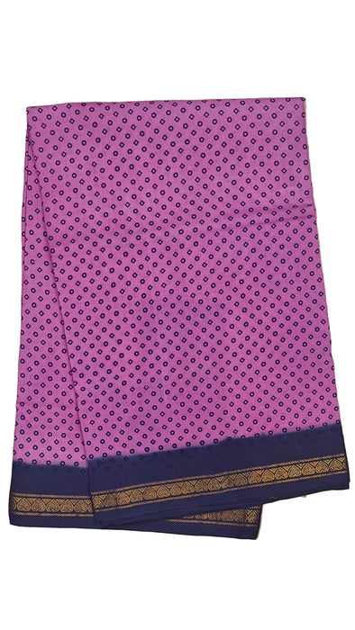 Rani Sungudi Cotton Sarees Double Side Zari Border Polka Dot -Magenta With Dark Blue