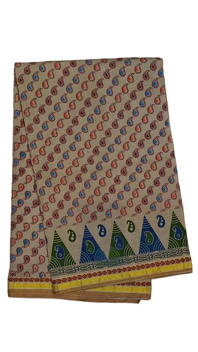 Rani Sungudi Cotton Sarees Double Side Border Cross Mango-Biscuit