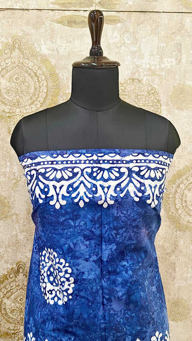 Rani 120's Soft Mul Mul Cotton Batic Top Material - Blue