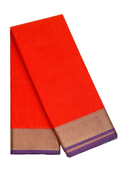 Rani Rich Cotton Saree – Orange With LightMagenta Zari Border