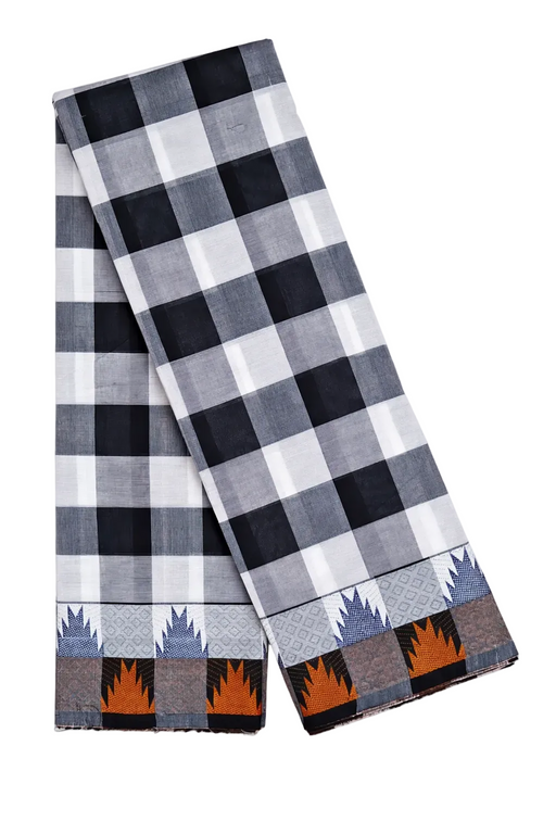 A model showcasing the drape and fall of a soft, lightweight Chettinad cotton saree