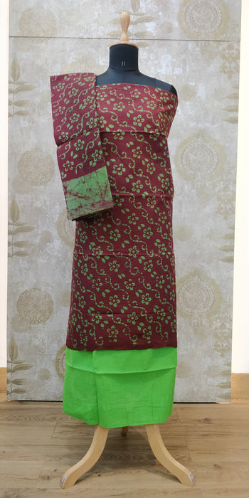 Rani Chudidhar Material-Brown-Green-017