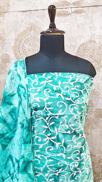 Rani Sungudi Cotton Salwar Material - Green