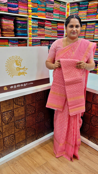 Rani Sungudi Cotton Doubleside Self Annamayil Border One Dot