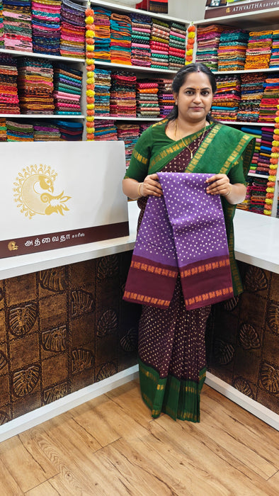 Rani Sungudi Cotton Achukattu Doubleside Contrast Annamayil Border One Dot