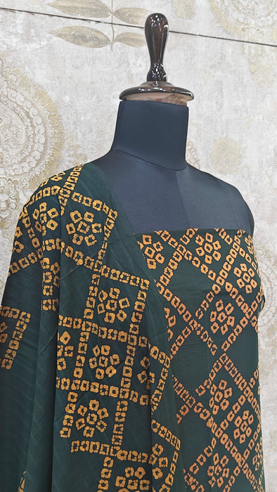 Rani Sungudi Cotton Salwar Material - BottleGreen