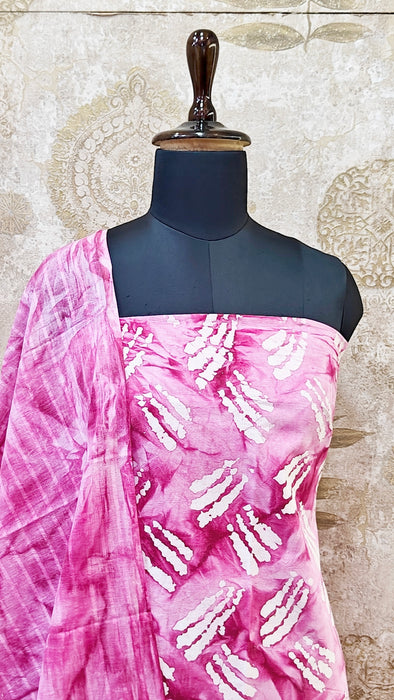 Rani Sungudi Cotton Salwar Material - Pink