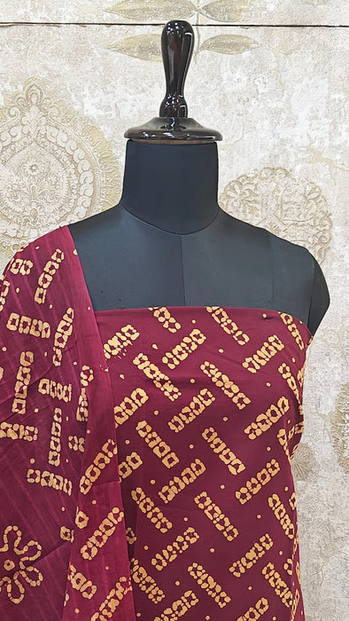 Rani Sungudi Cotton Salwar Material - Maroon