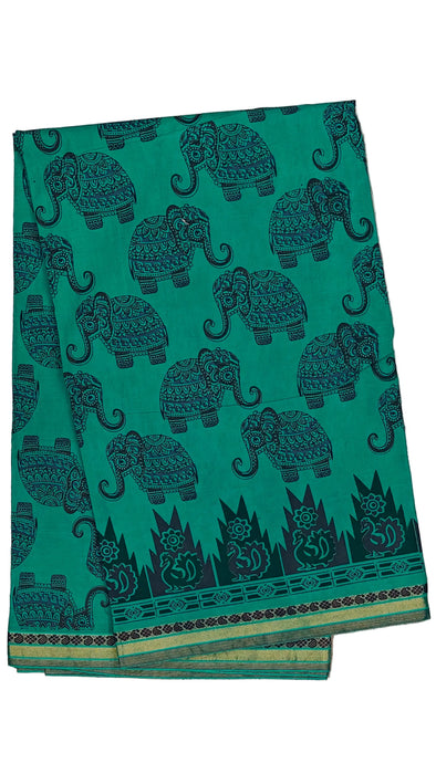 Rani Sungudi Cotton Sarees Double Side Border Big Elepant-Green