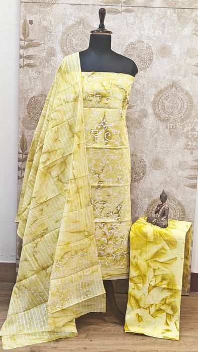 Rani Sungudi Cotton Salwar Material - Yellow