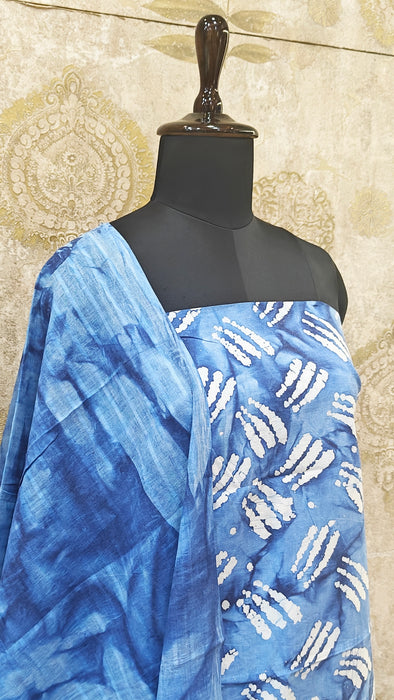 Rani Sungudi Cotton Salwar Material - InkBlue