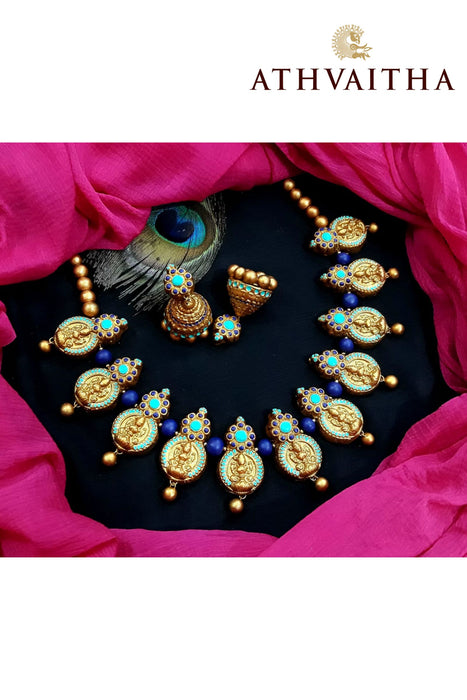 Terracotta Gold Finished Necklace with Earring