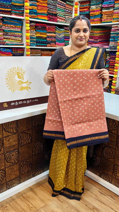 Rani Sungudi Cotton 3 Dot With Doubleside 1inch Contrast Border