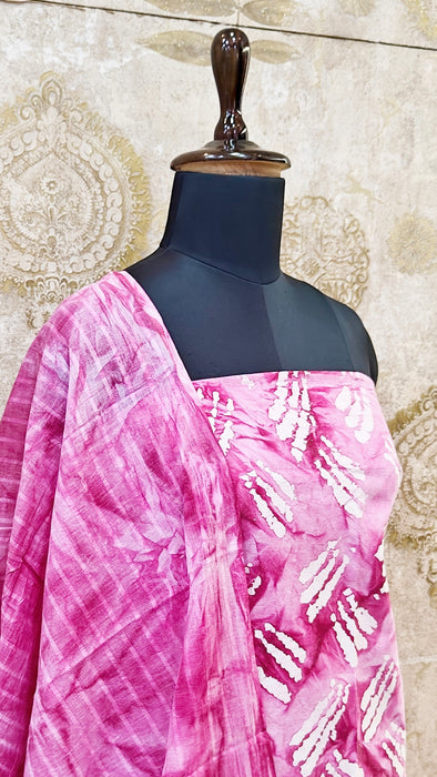 Rani Sungudi Cotton Salwar Material - Pink
