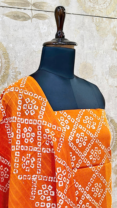 Rani Sungudi Cotton Salwar Material - Orange