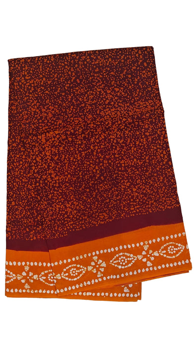 Rani 120's  Sungudi Cotton Sarees Without Zari Border Thelicha Print-Orange