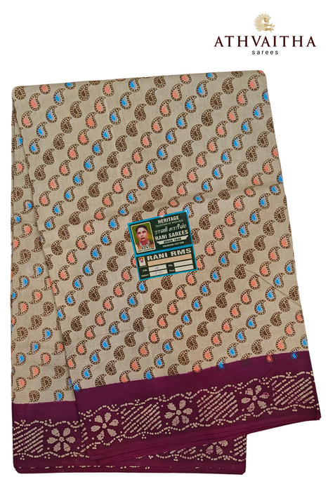 Madurai Sungudi Rani Cotton Little Mango Without Zari Contrast Border Sarees  -9.50Yards Madisar
